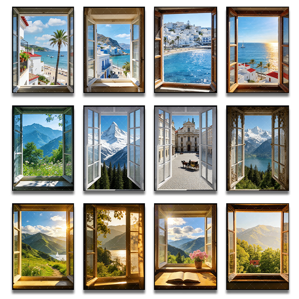 Home Office With View - Open Window Poster Print For Living