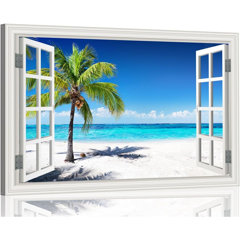 Home Office With View - Beach Picture for Living Room White
