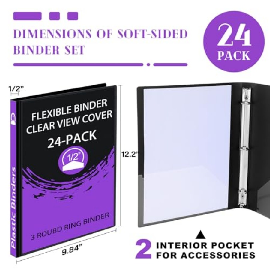 24 Pcs 3 Ring Plastic Binders  - Home Office With View recension och pris