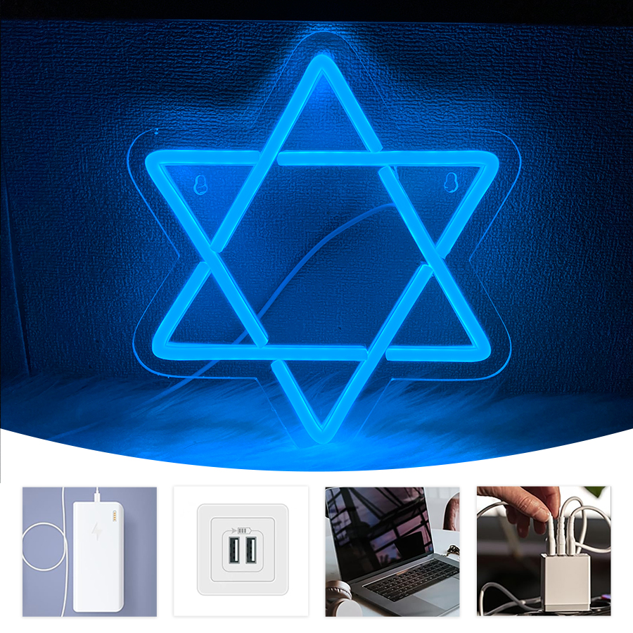 David Star Blue Led Neon Sign, - Home Office Icon recension och pris