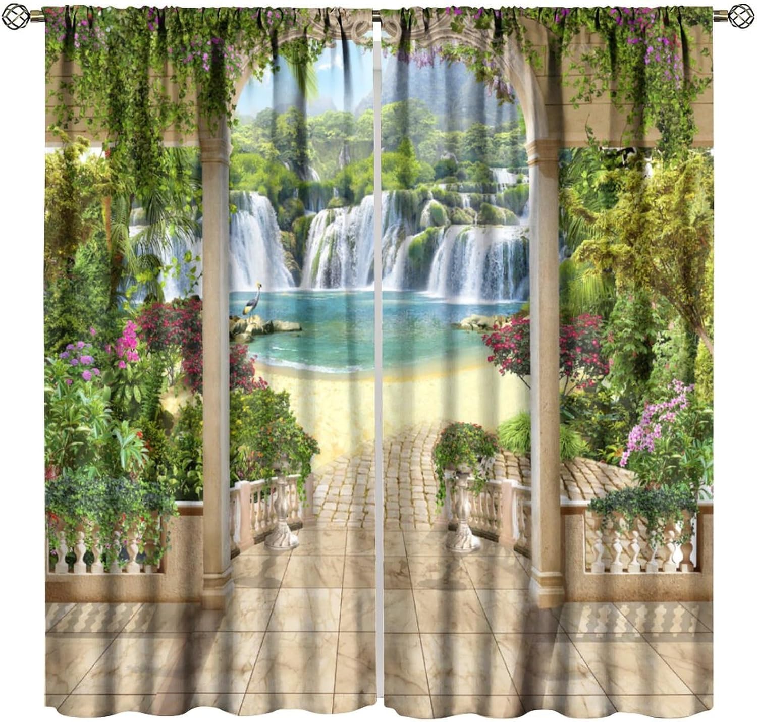3D Waterfall Curtain Tropical  - Home Office With View recension och pris