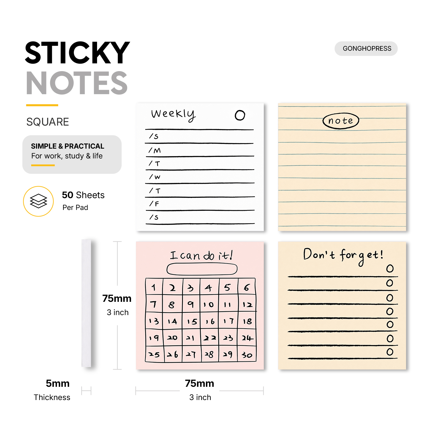 4pcs Sticky Notes 3x3 Inch, 75 - Sticky Note Dispenser recension och pris