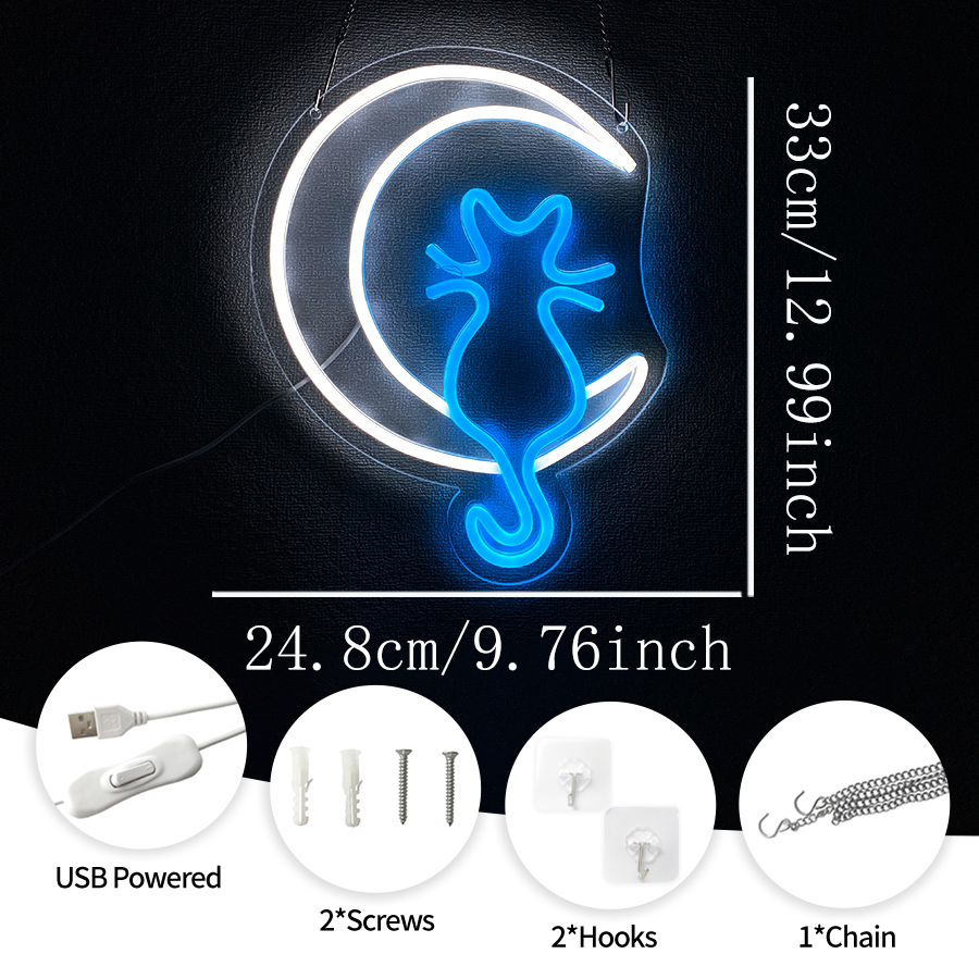 Animation Neon Sign, Moon And  - Home Office Icon recension och pris