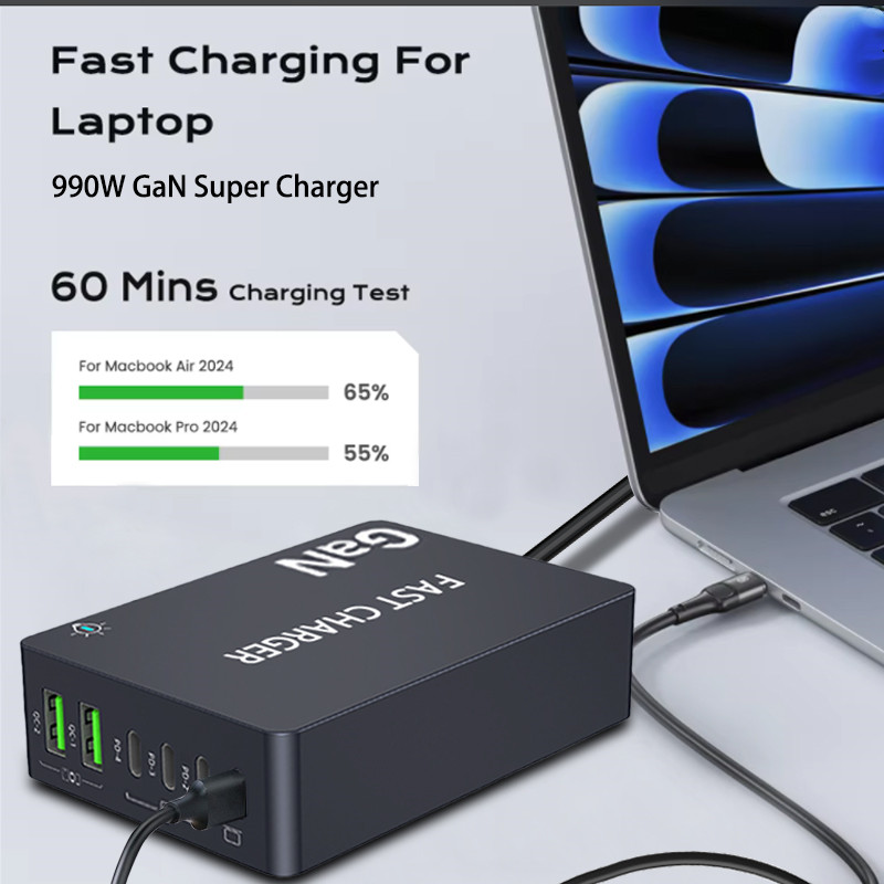990W GaN Desktop Charger 6-Por - Home Office Vivo recension och pris